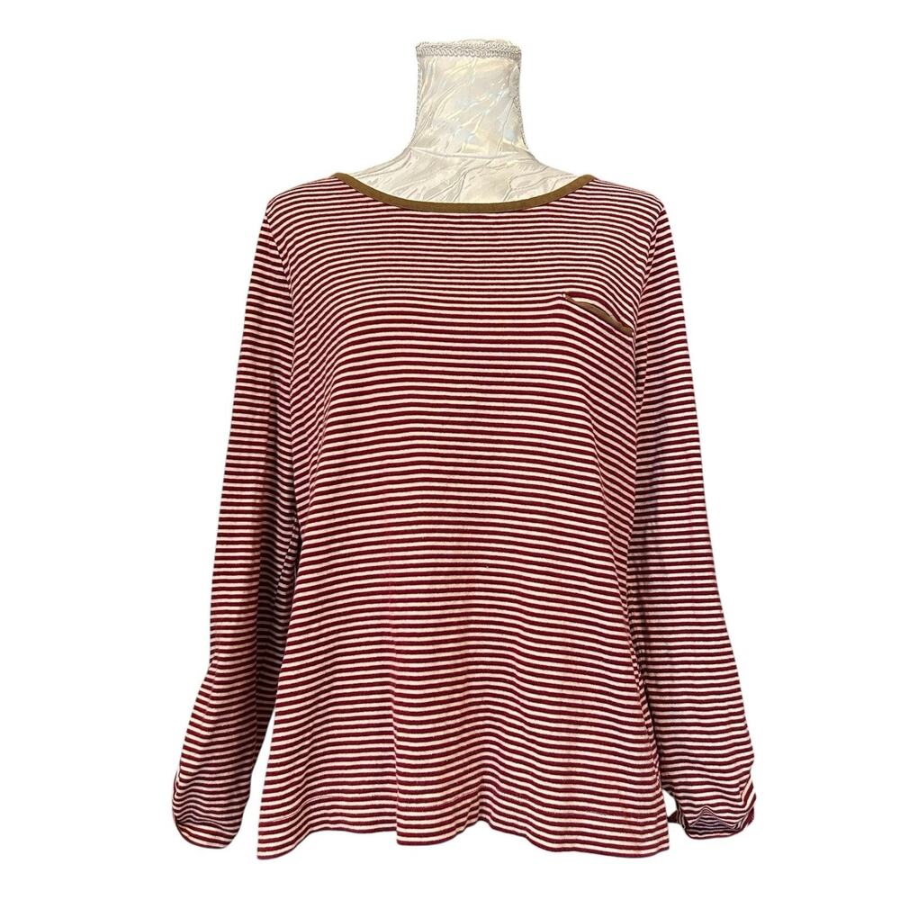 Lauren Ralph Lauren Y2K Burgundy Stripe Faux Suede Top XL
